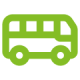 A green bus icon representing public transportation.