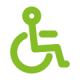 A green accessibility icon representing wheelchair access.