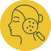 An illustration depicting a side profile of a person with acne scars on the cheek.