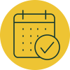 An illustration of a calendar with a checkmark indicating a completed treatment schedule.