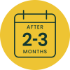 A graphic of a calendar indicating the time frame 'After 2-3 Months' in a circular design.