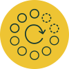 An abstract illustration representing hormonal balance and its cyclic nature, featuring a circular design with various dots.